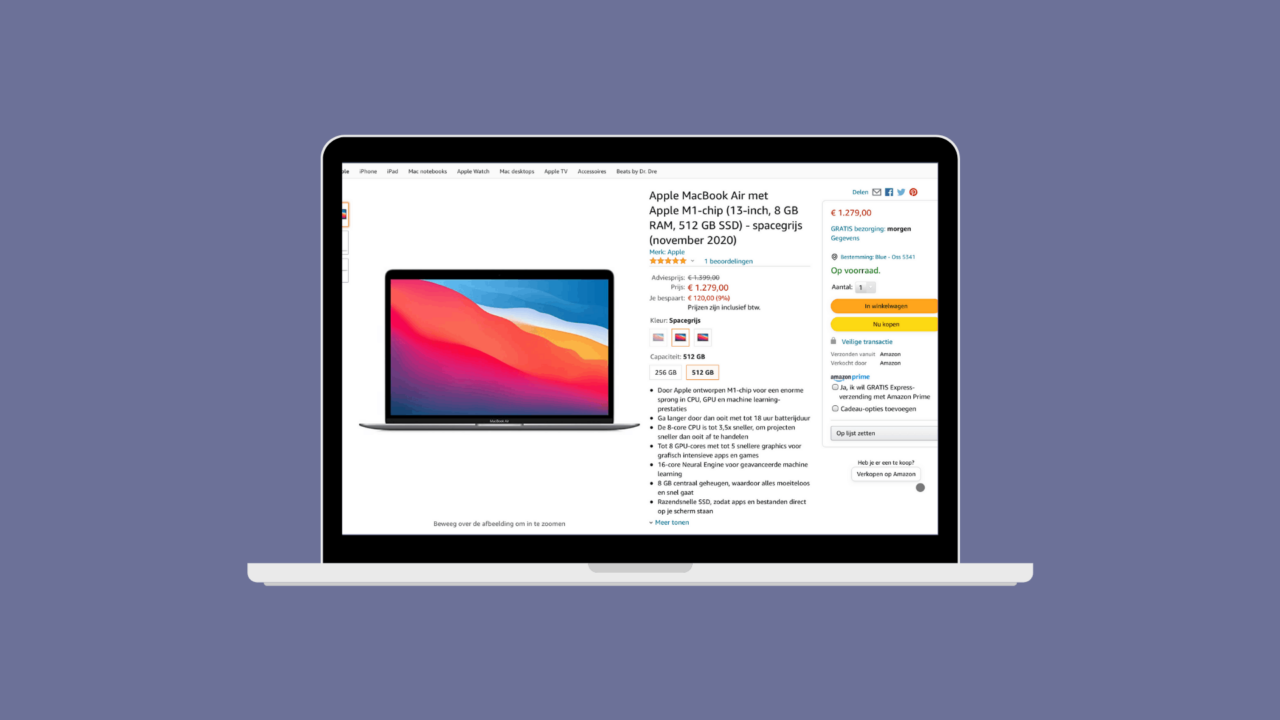 Amazon.nl deal MacBook