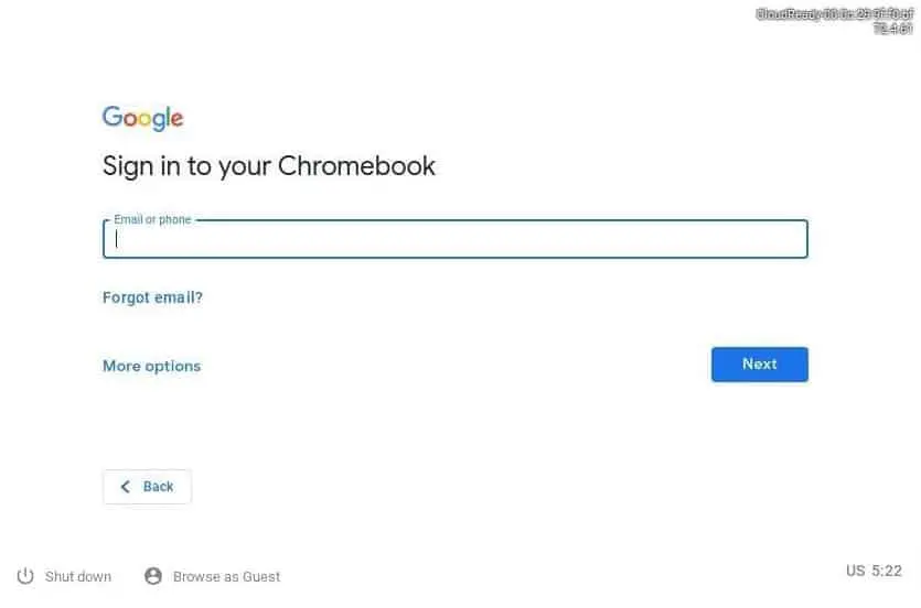 Aanmelden Chromium ChromeOS