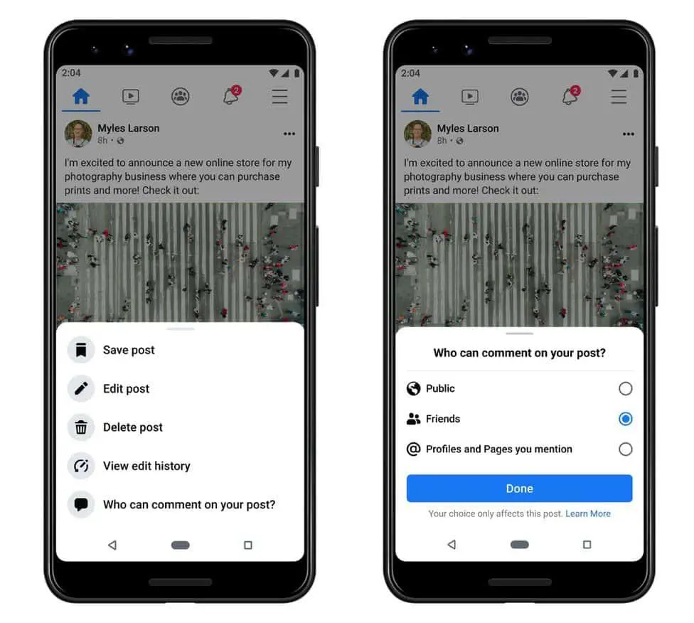 Facebook privacy reacties