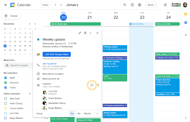 Groeps-chat Google Calendar