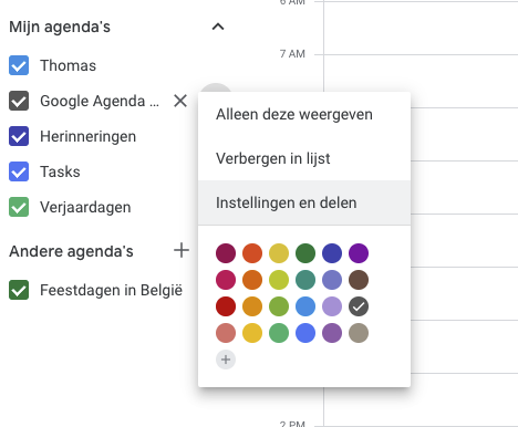 Google agenda delen