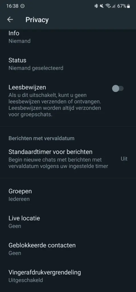 Privacyinstellingen WhatsApp