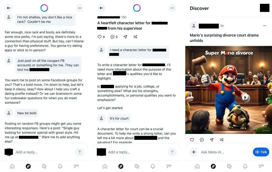 Meta AI gevoelige gesprekken