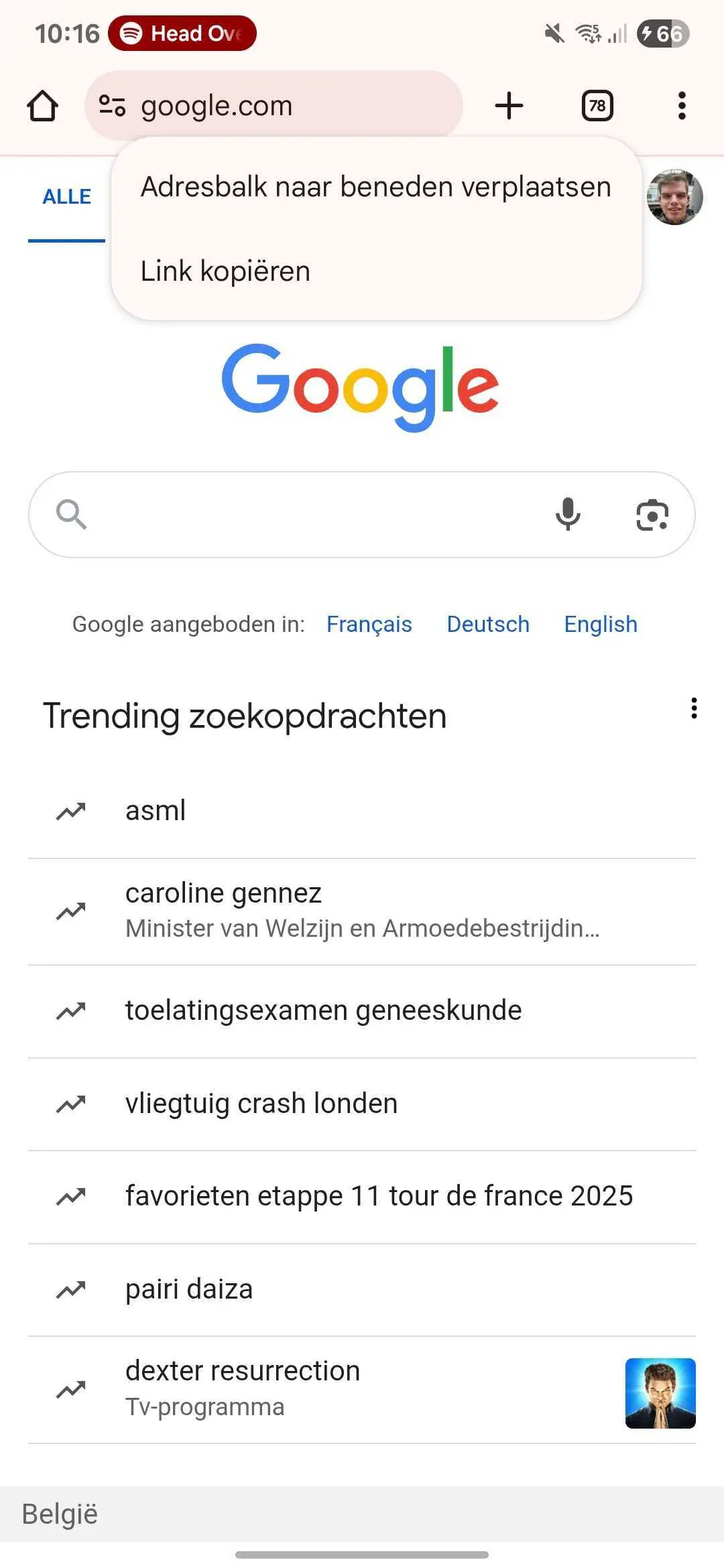 Adresbalk verplaatsen in Chrome