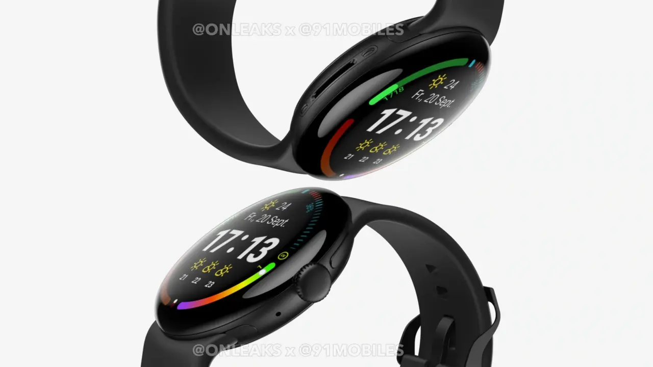 Google Pixel Watch 4 render in het zwart