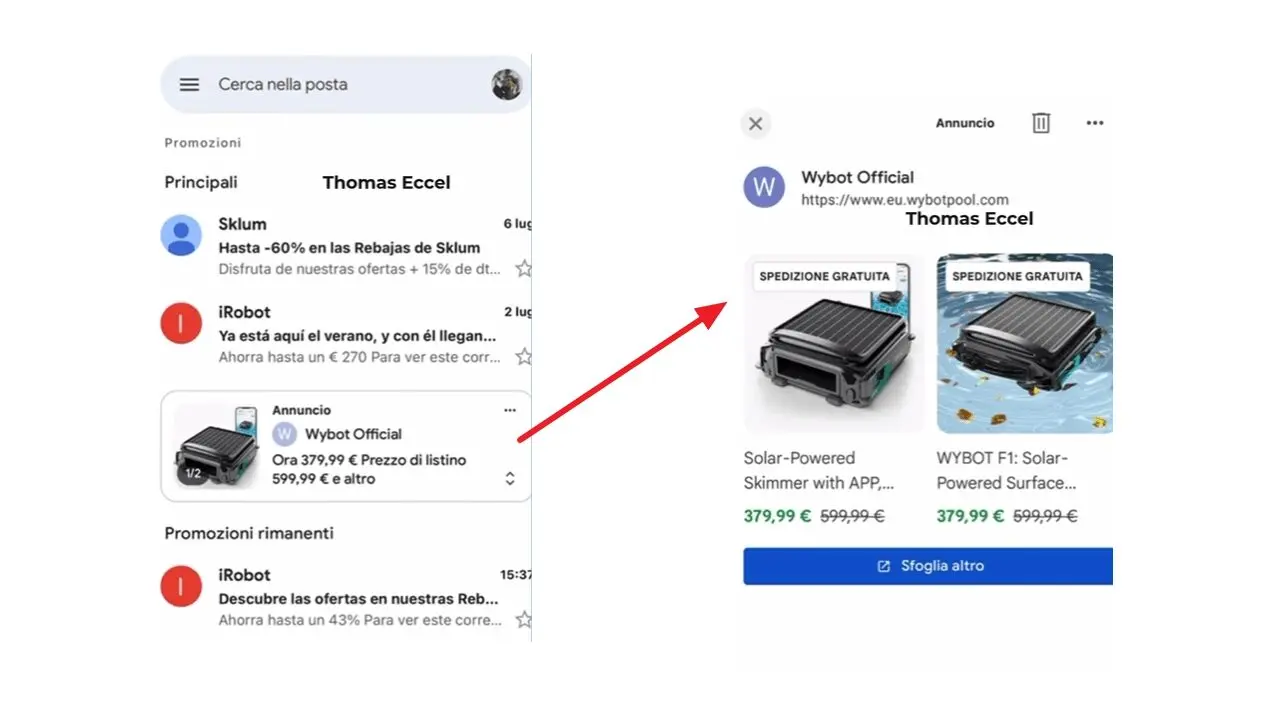 Nieuwe reclame in Gmail