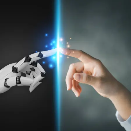 AI robot human touch hand