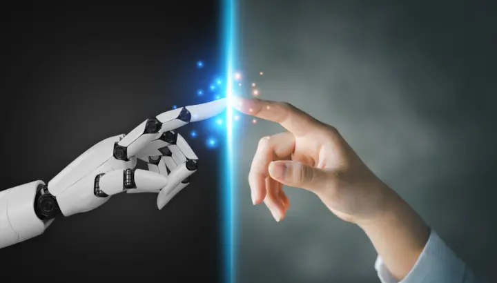 AI robot human touch hand