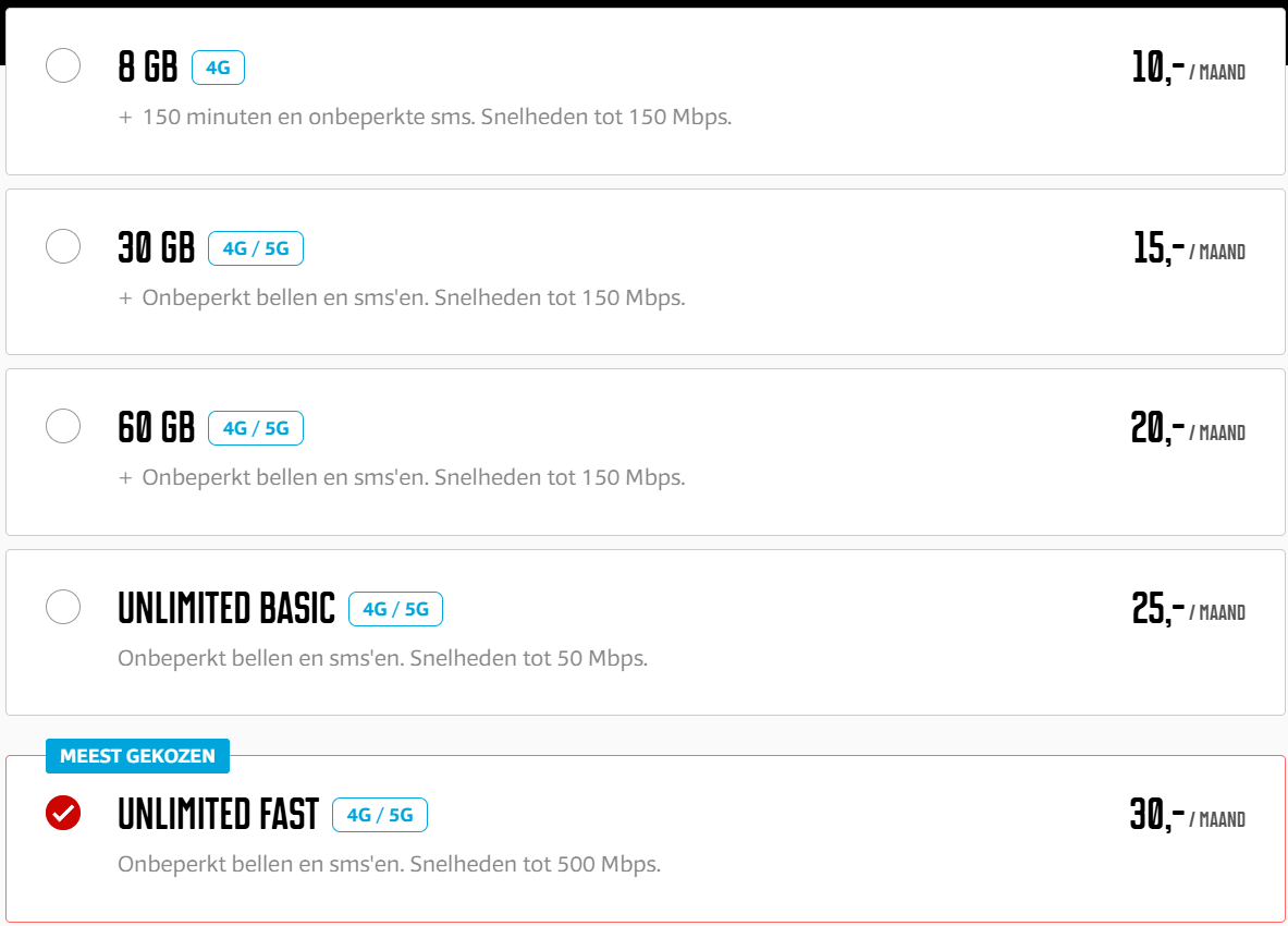 Mobile Vikings aanbod mobiele abonnementen