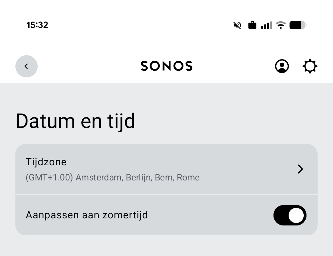 Sonos-app tijdzone instellen