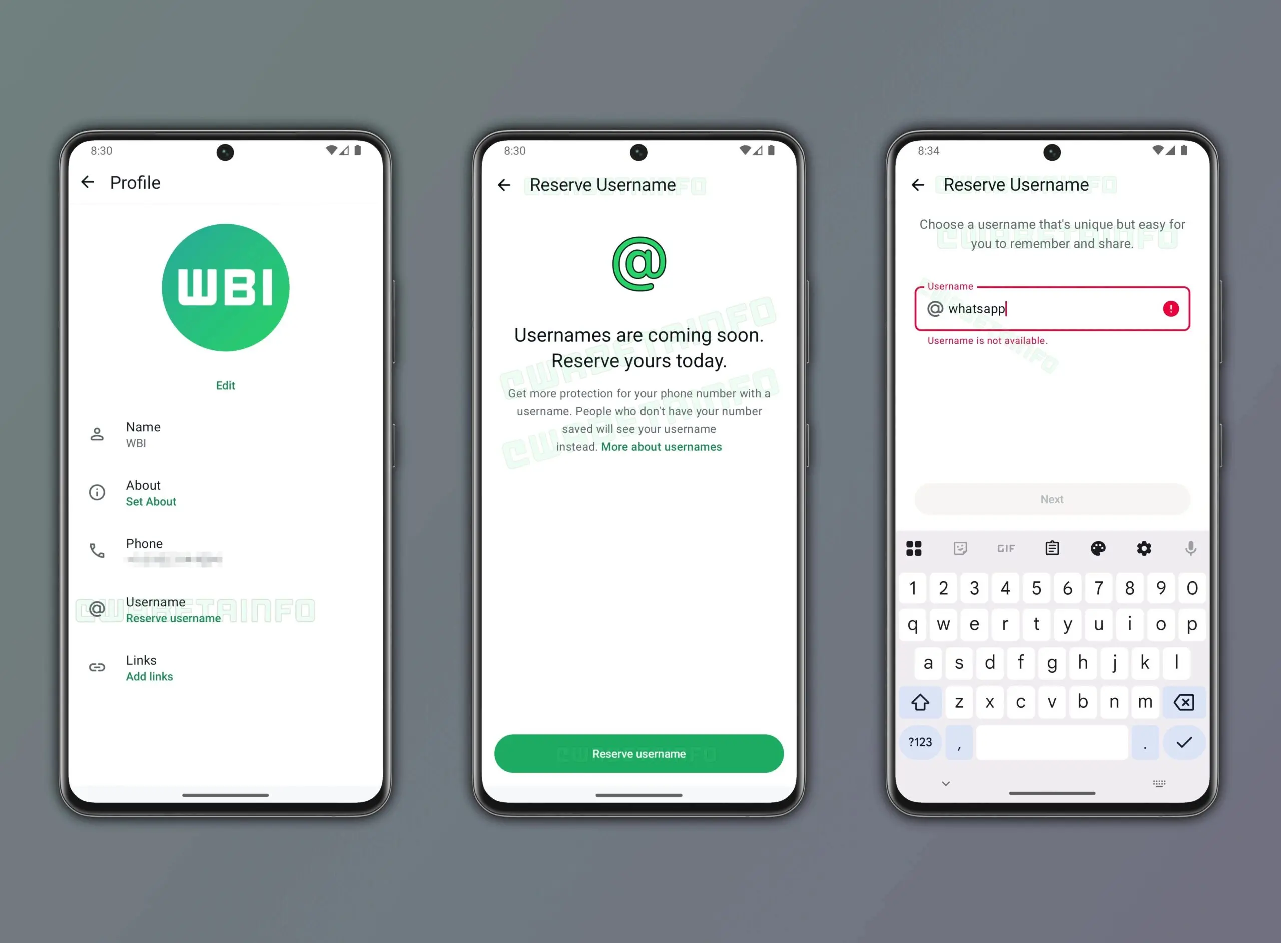 Gebruikersnaam reserveren op WhatsApp