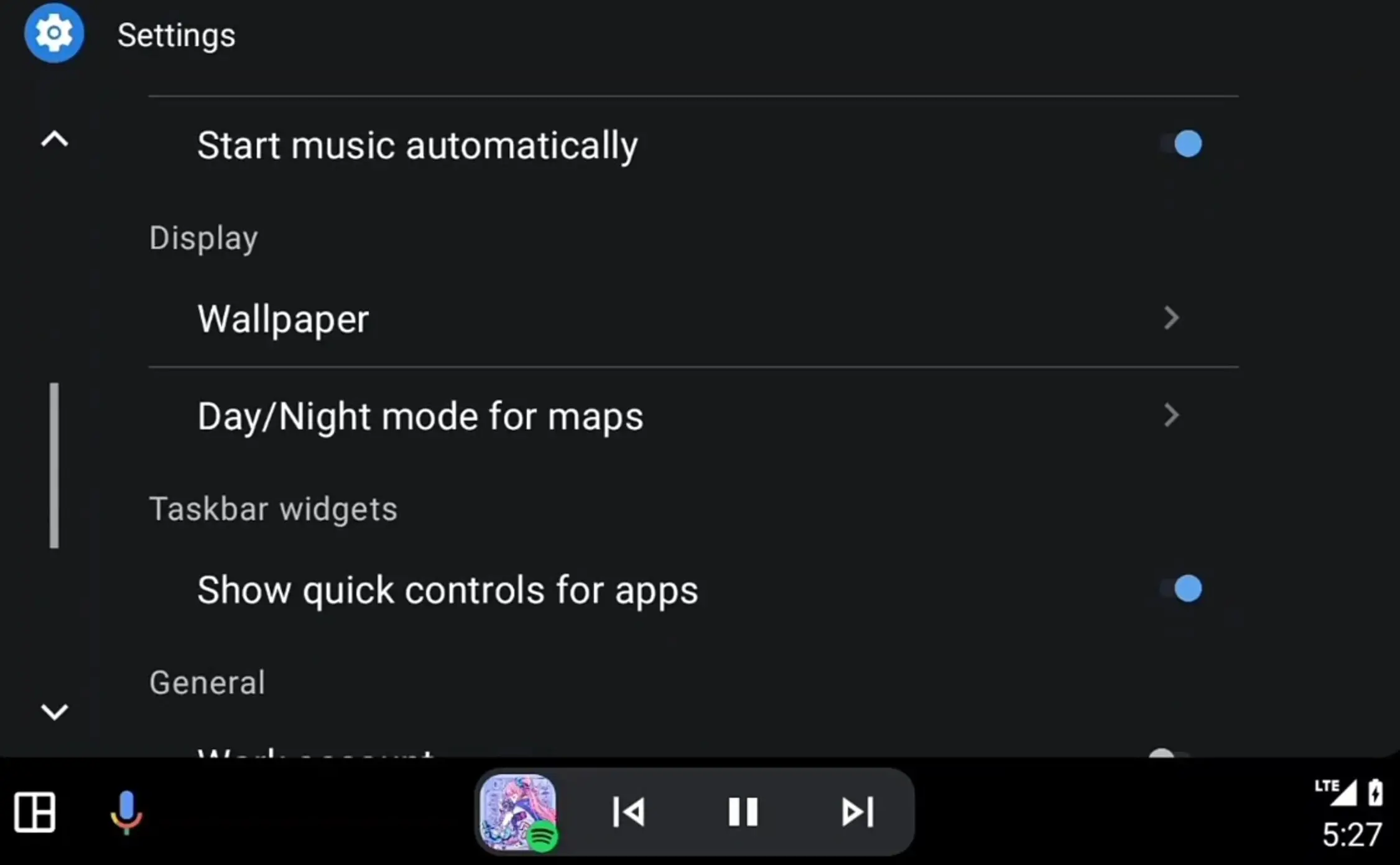 Quick Controls in Android Auto