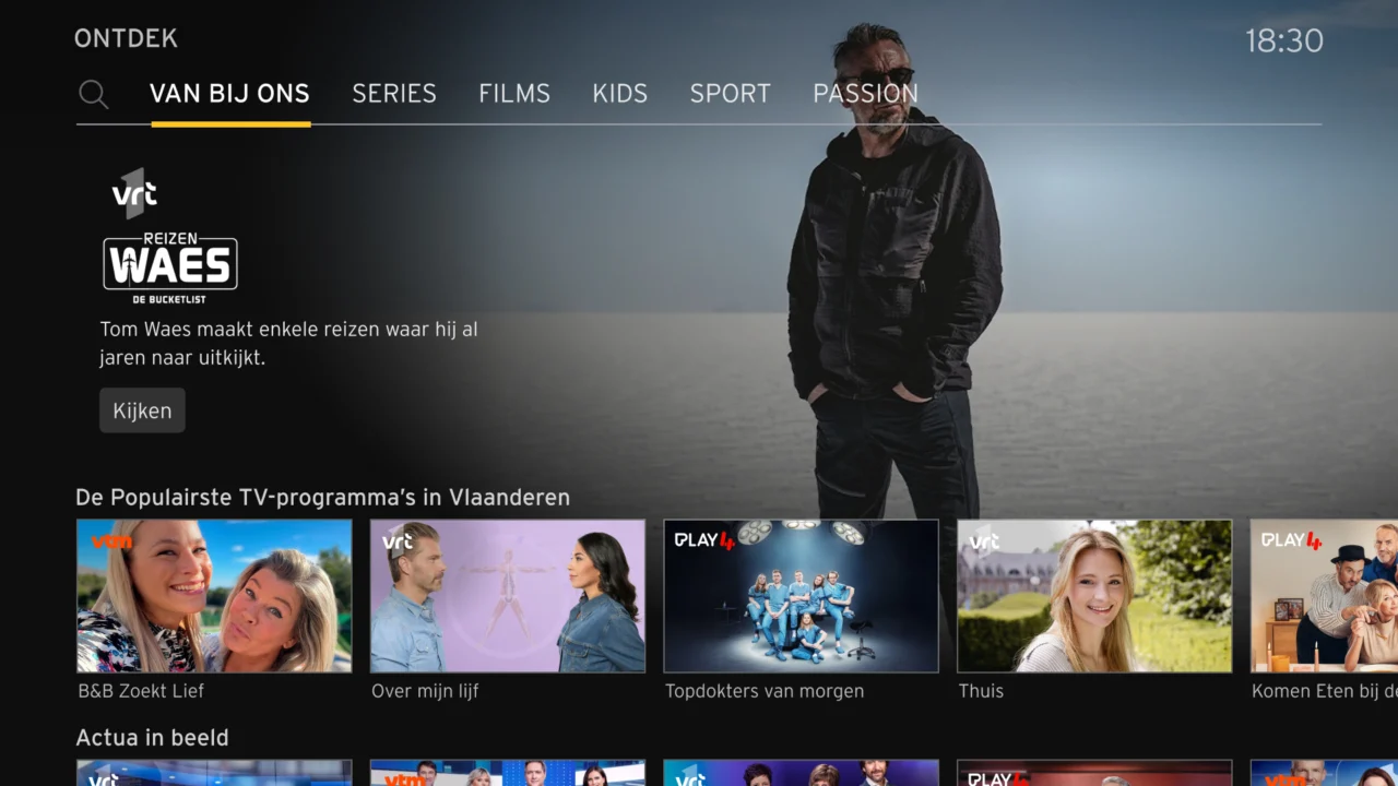 Van bij ons overzicht in Telenet tv-menu