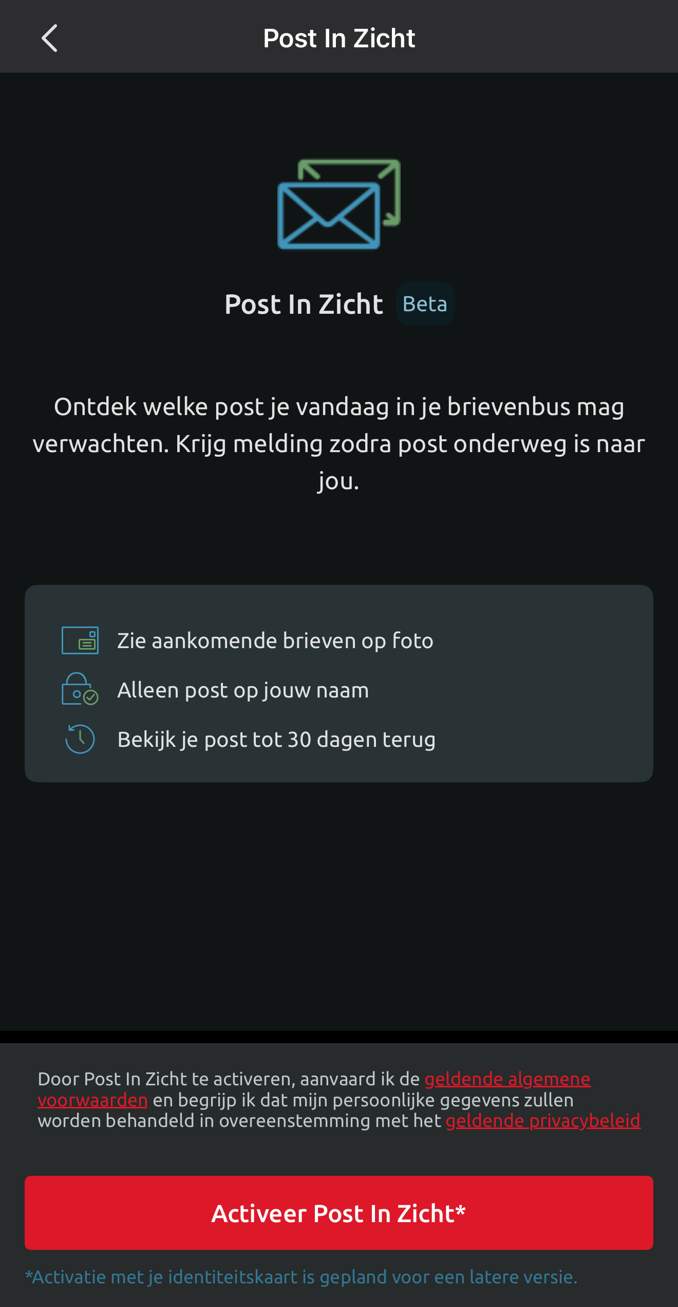 Post in Zicht activeren