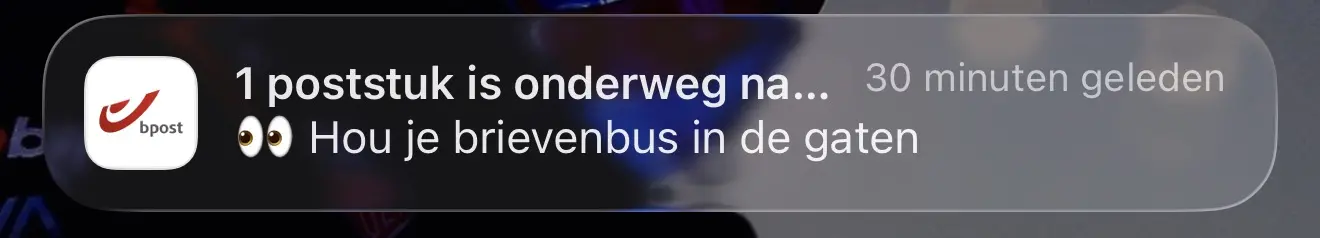 Melding Post in Zicht van Bpost