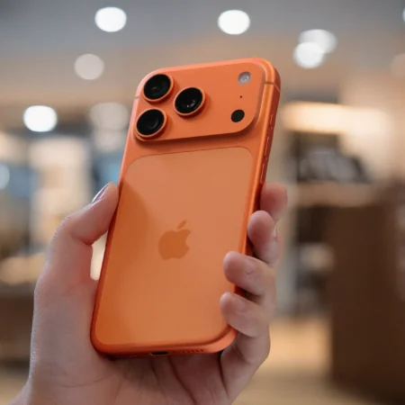 iPhone 17 Pro in oranje