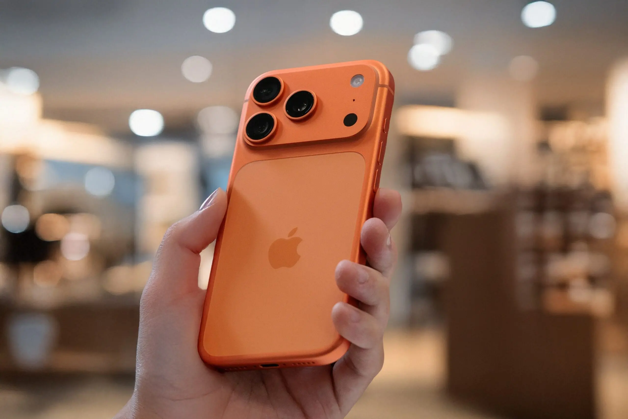 iPhone 17 Pro in oranje