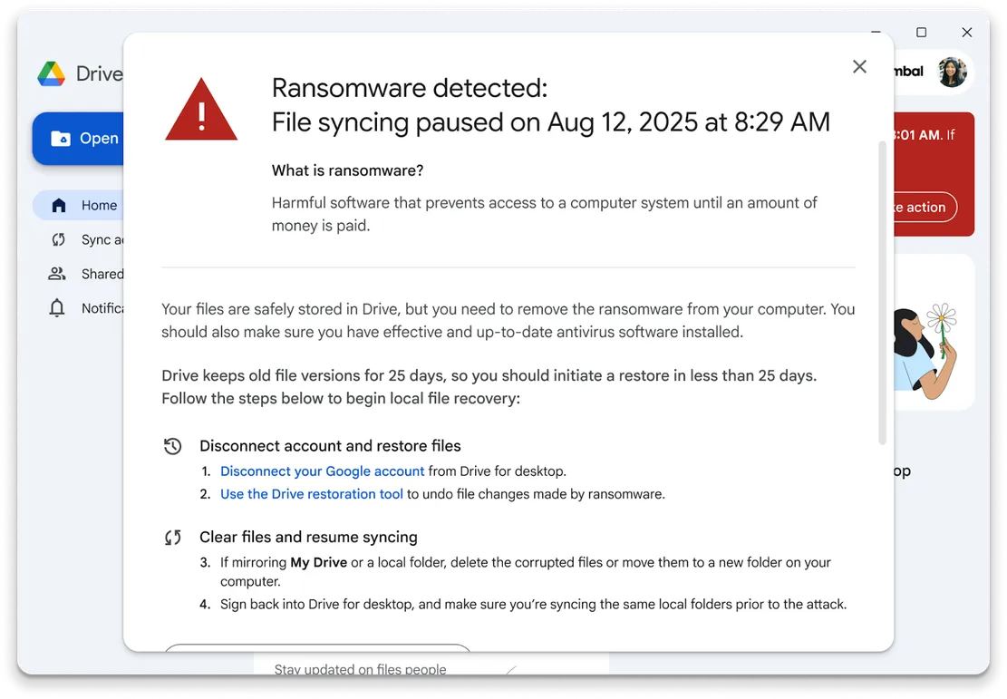 ransomeware detection google drive