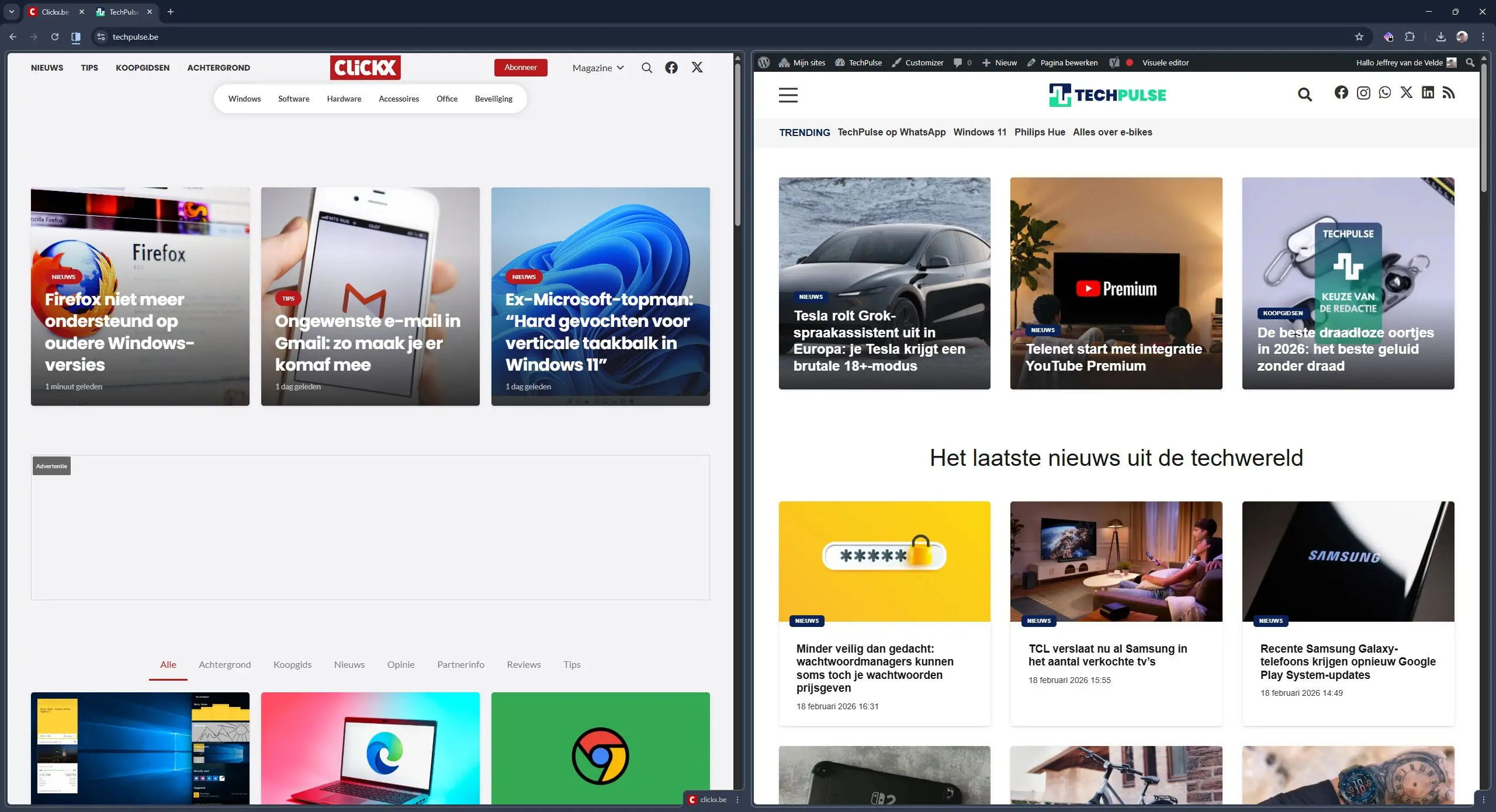 Splitscreenweergave Google Chrome