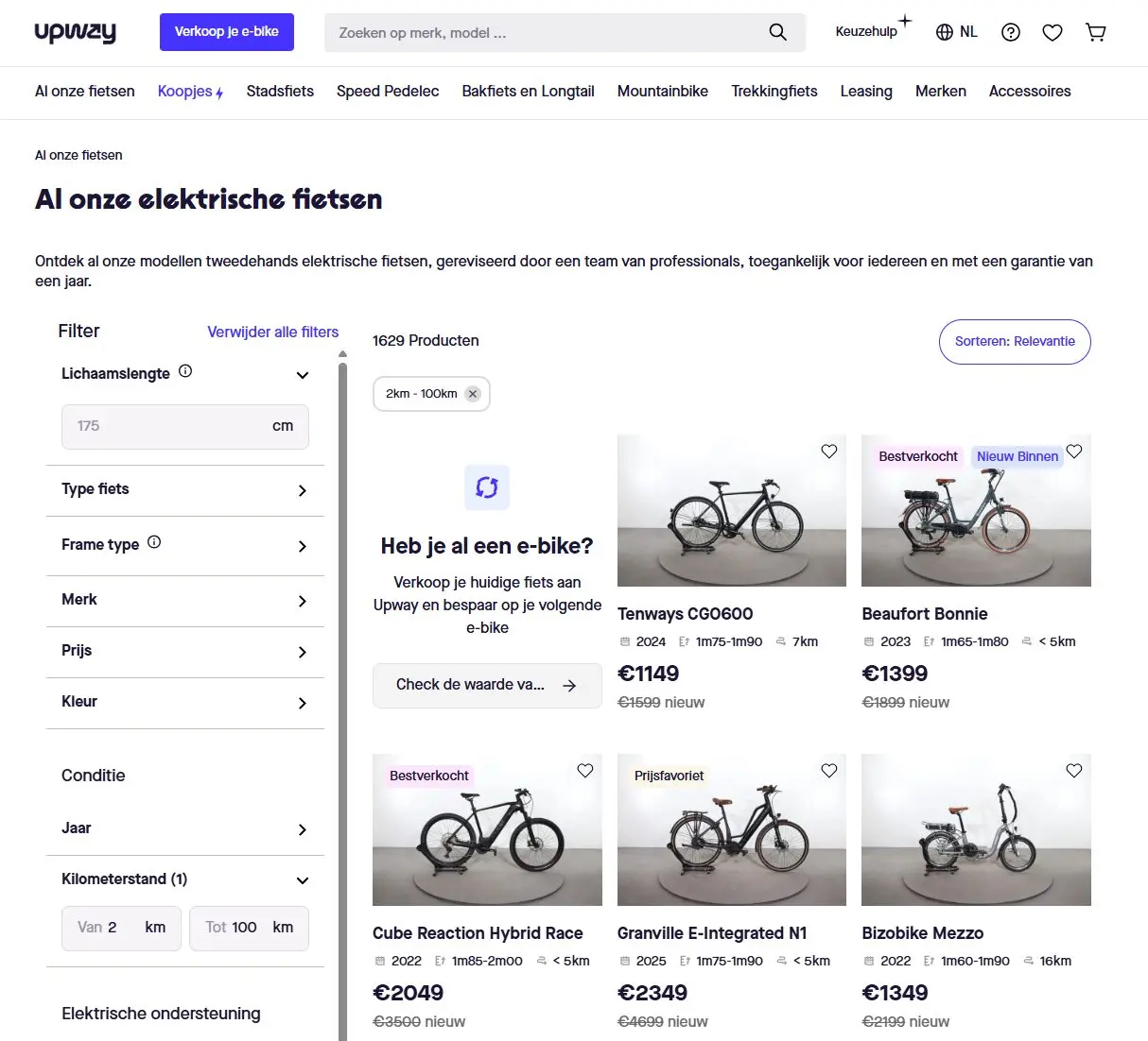 Upway lage kilometerstand