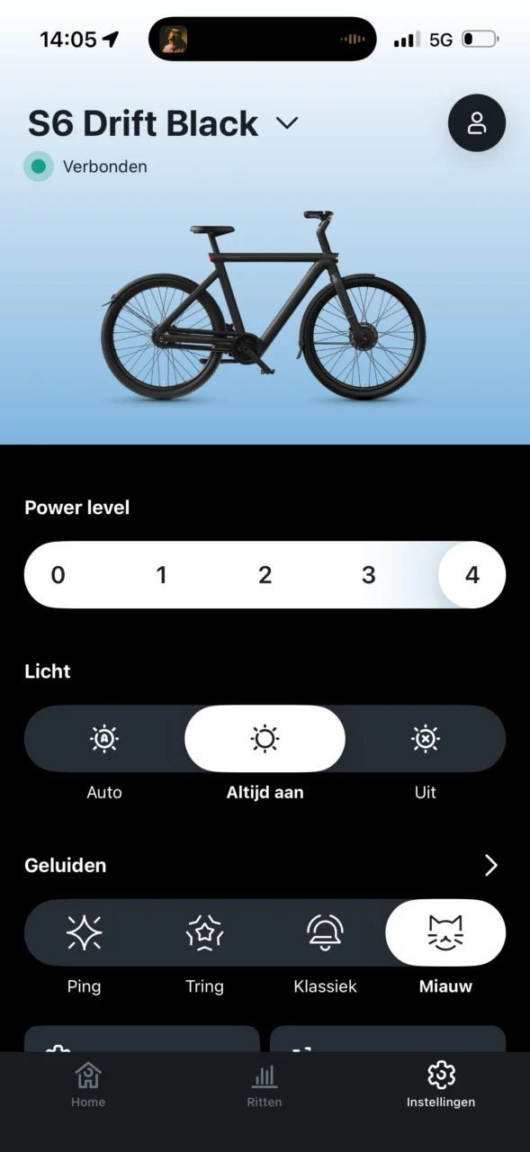 Startscherm VanMoof-app