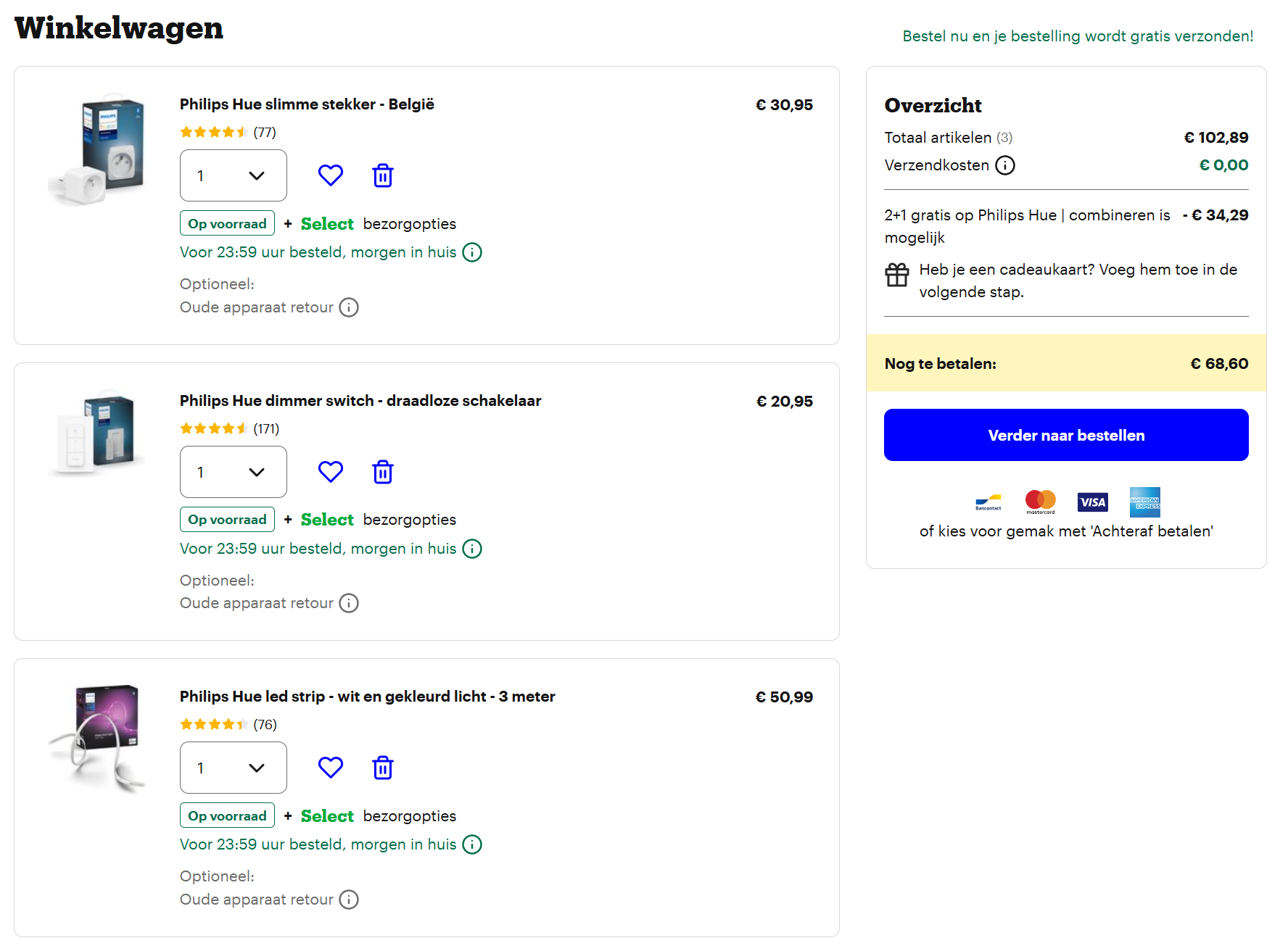 Philips Hue 2+1 bij Bol