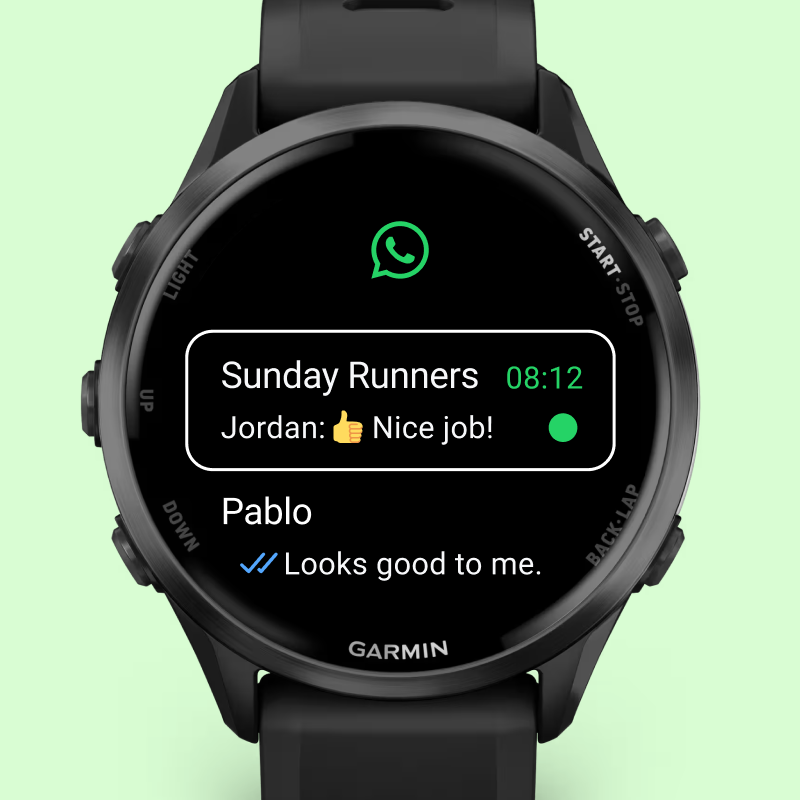 WhatsApp op een Garmin-smartwatch