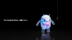 Android Show-promo met 'Liquid Glass'-achtig design