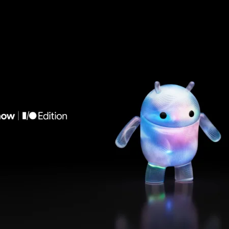 Android Show-promo met 'Liquid Glass'-achtig design