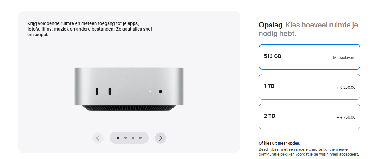 Mac mini M4 opslag