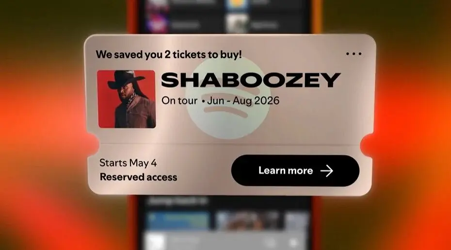Spotify gereserveerde tickets